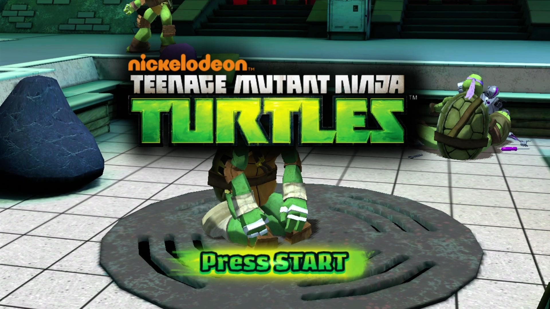 Teenage Mutant Ninja Turtles title screen for Xbox 360